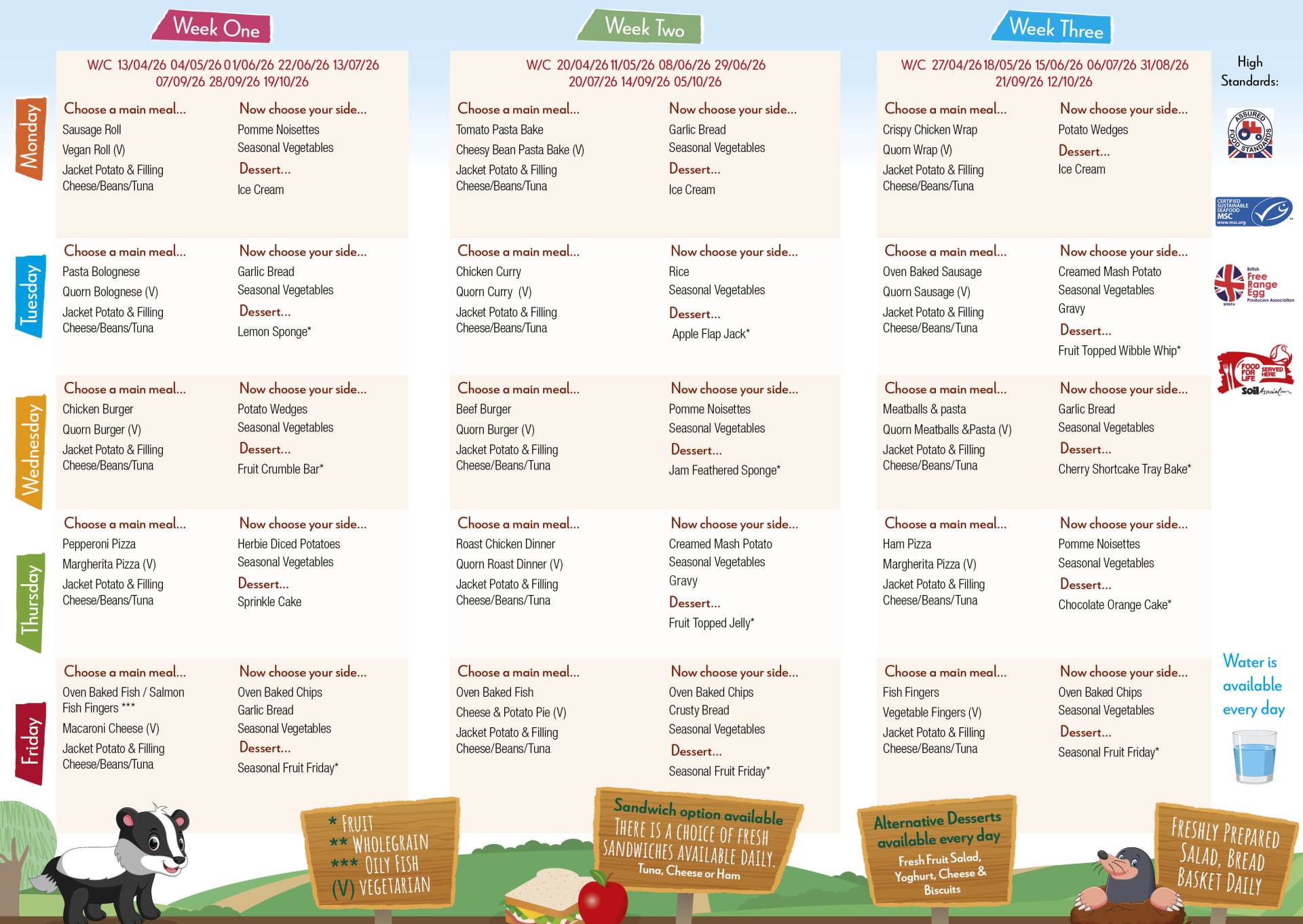 Barcroft Academy Summer Term Menu